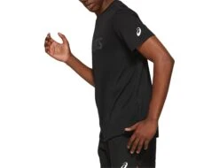 Asics - SILVER ASICS TOP - Schwarzes Herrenshirt -Shorts Poloshirts Geschaft 2011A474 001 43502 2