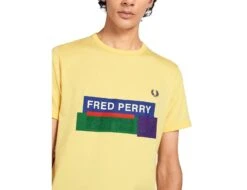Fred Perry - Mixed Graphic T-shirt - Gelbes T-Shirt -Shorts Poloshirts Geschaft M8623 I27 44035 3 1
