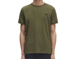 Fred Perry - Ringer T-Shirt - Army Green T-Shirt Men 8 Fred Perry - Ringer T-Shirt - Army Green T-Shirt Men -Shorts Poloshirts Geschaft m3519 q55b