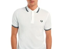 Fred Perry - Twin Tipped Shirt - White Polo Shirt Men -Shorts Poloshirts Geschaft m3600 200b