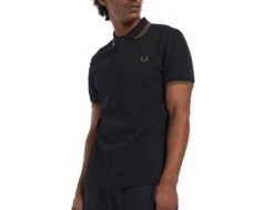 Fred Perry - Twin Tipped Shirt - Black Polo Shirt -Shorts Poloshirts Geschaft m3600 q27b